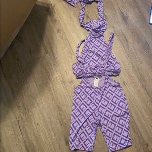 Romper set with mask.